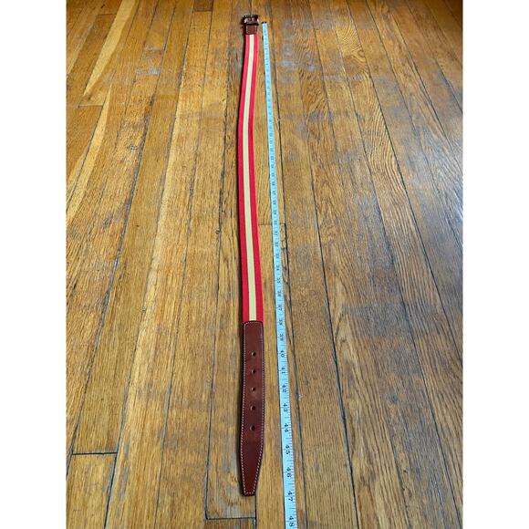 PAUL STUART Red/Yellow Stripe Stretch Belt w/Leather Trim Mens sz 42 - Picture 12 of 12